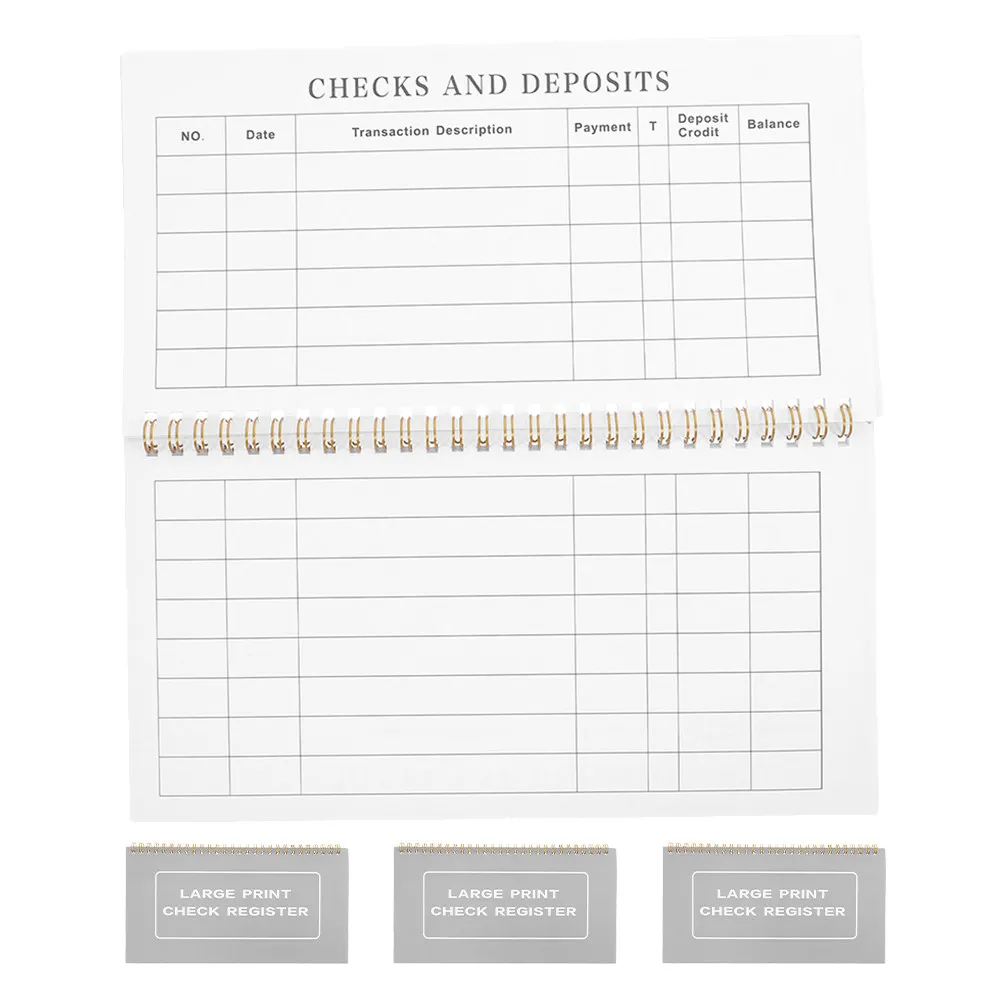 

4Pcs Large Checkbook Register Large Print High Contrast Date Section Easy Read Portable Personal Business Finance Tracker