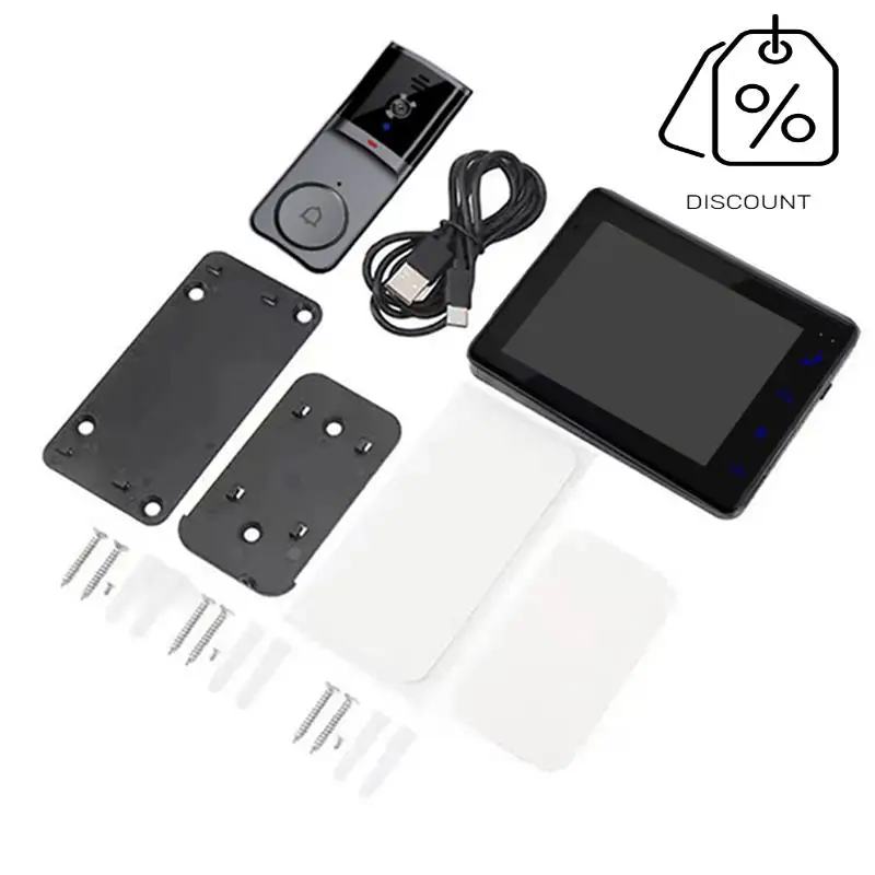 ABMF-جرس باب يتضمن شاشة عرض فيديو مع شاشة IPS 4.3 بوصة 2-Way Audio 2.4Ghz كاميرا جرس الباب لتسجيل الاتصال الداخلي المرئي مع هوائي