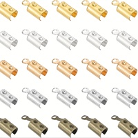 100pcs Iron Fold Over Crimp Ends | Jewelry Cord End Caps | Durable Bracelet Finishing Tips​