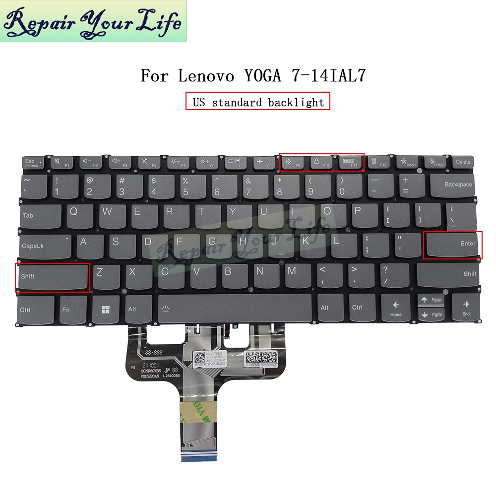 US Backlit Keyboard for Lenovo Yoga 7 14IAL7 14ARB7 ARB7 Yoga 14c