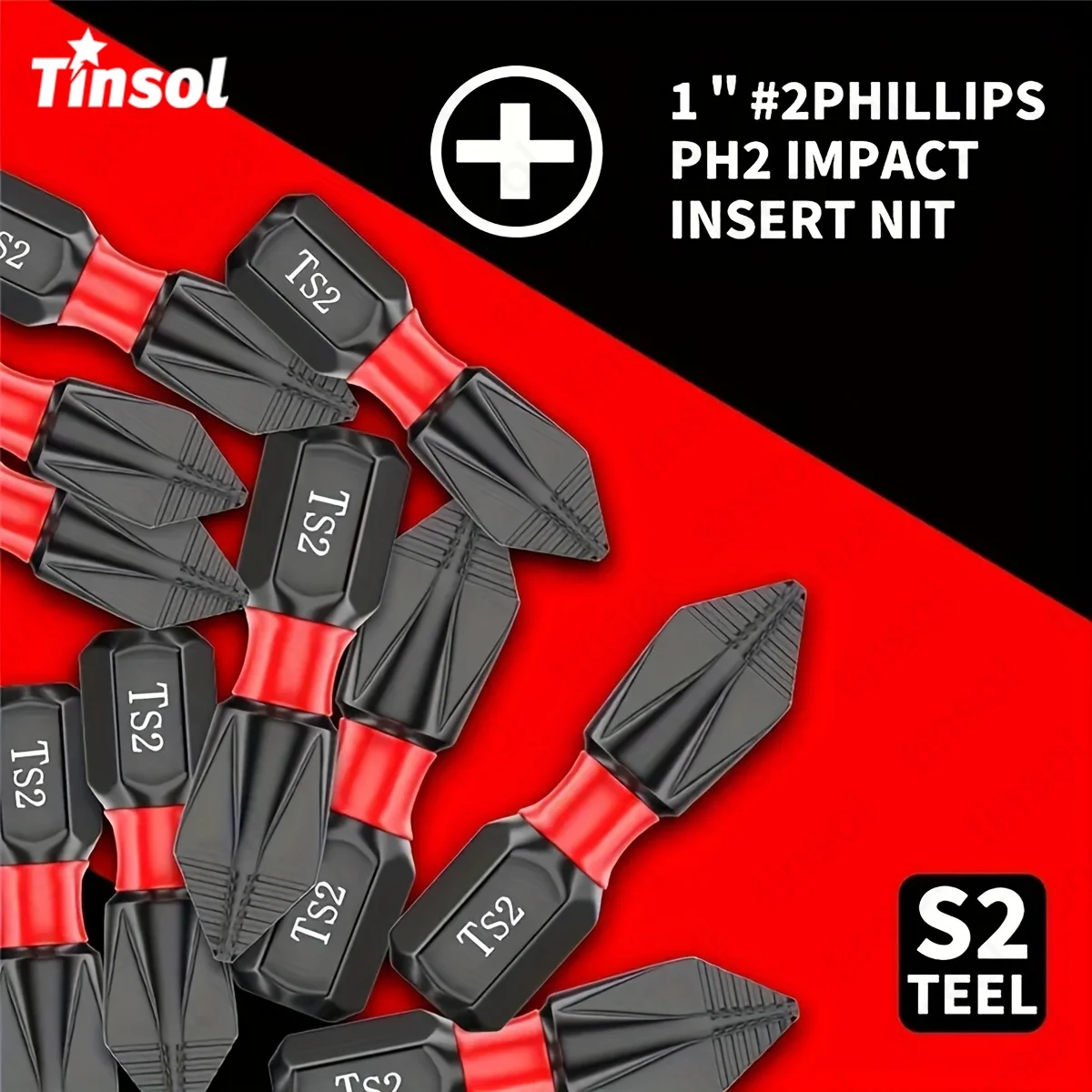 TINSOL 25mm Tungsten Steel Magnetic Non-slip Extended Batch Head Hex Shank Electric Screwdriver Batch Bit for Hand Drill Impact