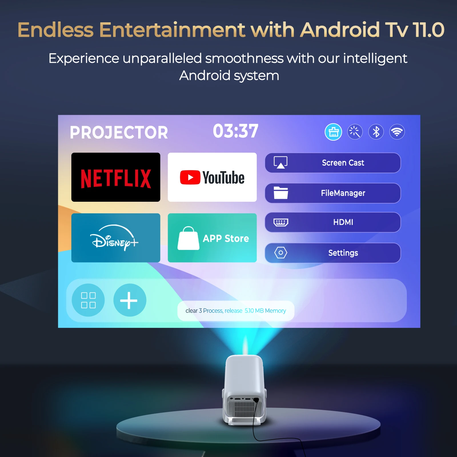 Projektor LynCast 4K 350ANSI Android 11 Wifi6 BT5.4 1920*1080P Projektor do kina na zewnątrz Beamer Projektor wideo do kina domowego X3AQ — zdjęcie produktu 5