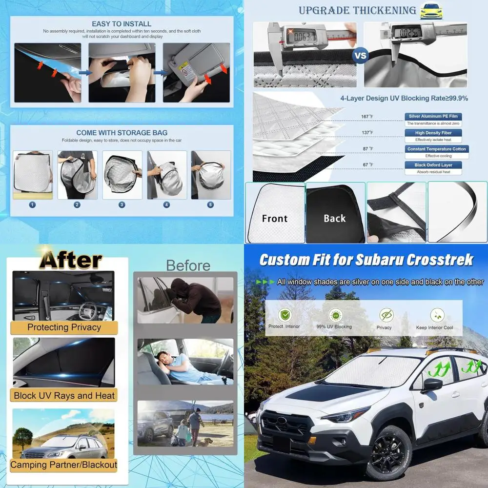 

Утолщенные универсальные солнцезащитные шторки для автомобильных окон, защита от УФ-излучения, конфиденциальность для моделей 2024-2026 годов, подходят для кемпинга и использования на открытом воздухе