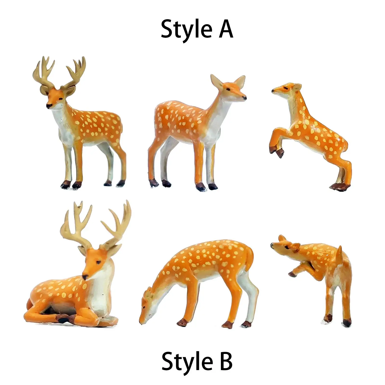 

3Pcs 1:64 Miniature Statue small deer Figurines for Desk Decor Diorama Layout