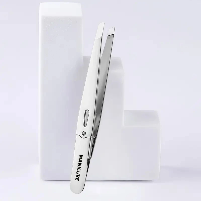 Stainless Steel Professional Eyebrow Tweezers High Brow Tweezers with Angled Tips Hair Removal Tweezers for Eyebrows and Beard 2