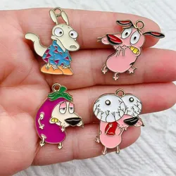 10pcs Cartoon Dog Charm for Jewelry Making Enamel Pendant Diy Accessories Craft Supplies Zinc Alloy Gold Plated