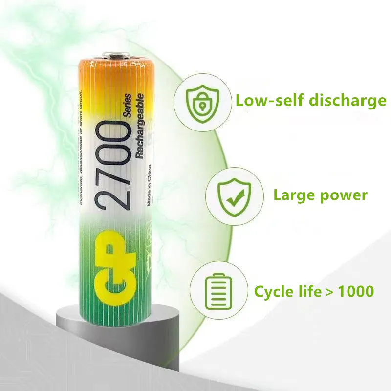 Ni-MH AA 2700mAh 1.2V GP rechargeable battery large capacity charge batteries for TV, remote control, electric toys, rechargeabl