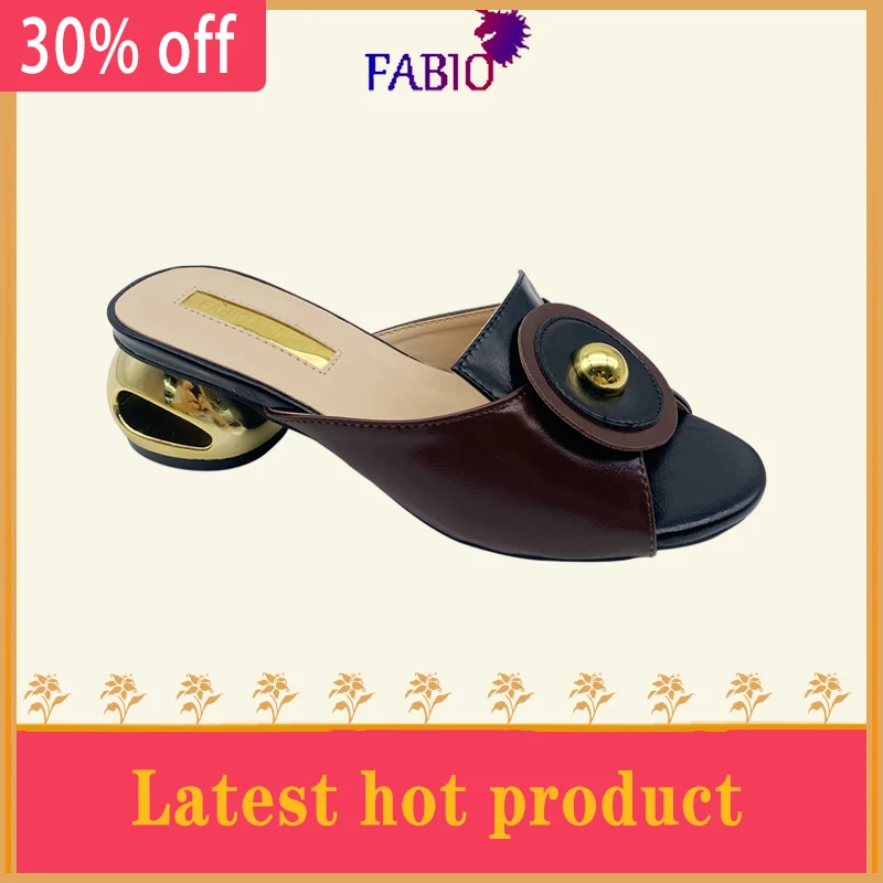 FABIO PENNY new multicolored midheel slippers for women casual banquet comfortable party  slippers for women Italian-style shoes