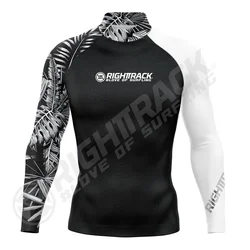 New Men's Surfing Shirt Lycra Rashguard Surf Sportswear Beach Sunscreen UV Protection Swimwear UPF50+ RIGHTTRACK Clothes