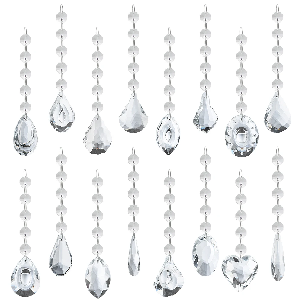 1Pc 50mm Glass Crystal Prism Pendants With Octagonal Beads Glass Drop Chandelier Crystals Suncatcher Hanging For Decoration