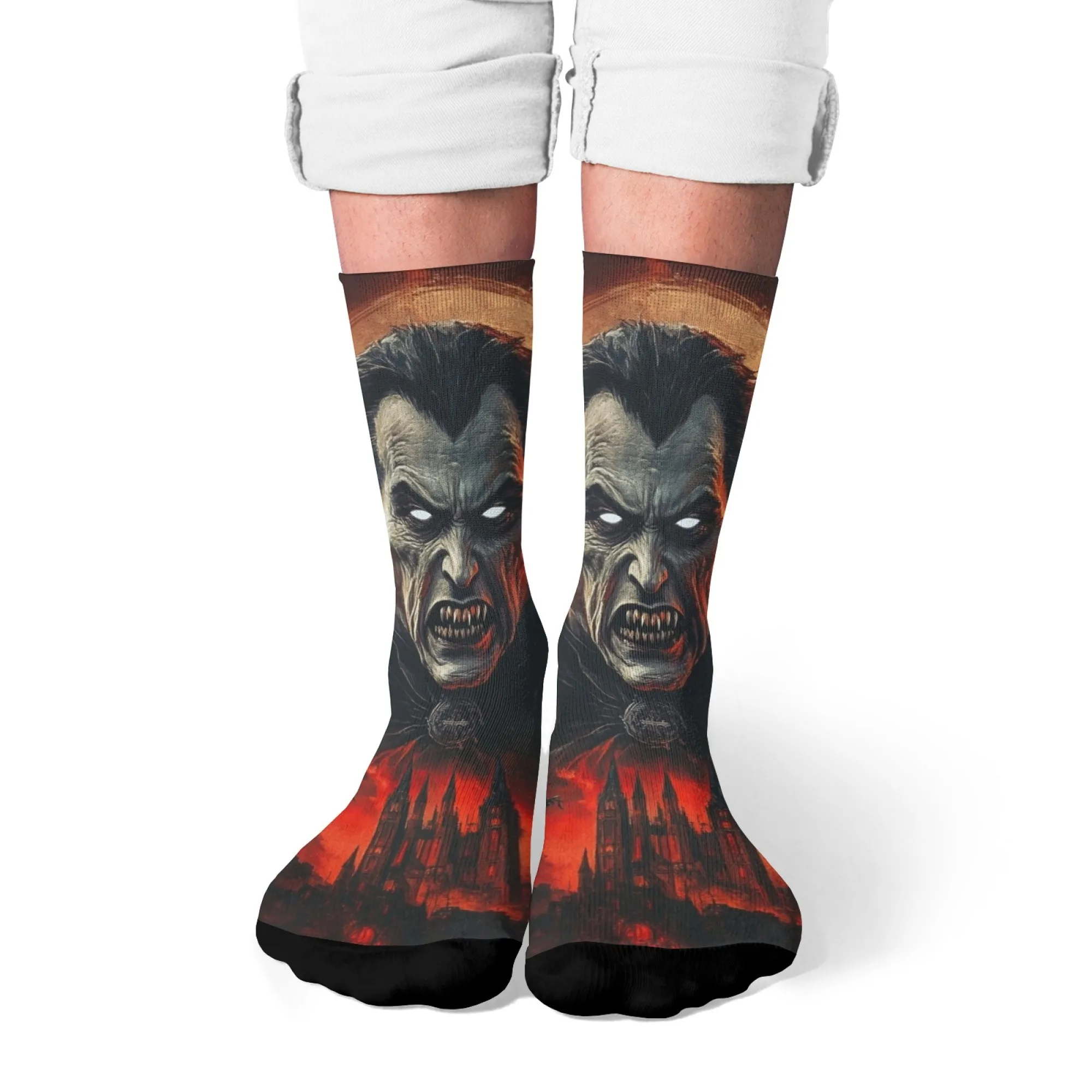 Horror Dark Vampire Men's Socks Retro Fashion Soft Comfortable Casual Sports Socks Crazy Street Hip-hop Novelty Funny Socks Gift