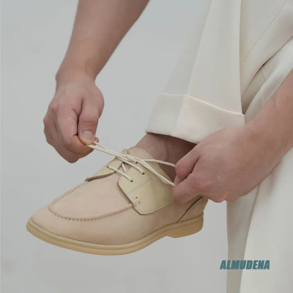 Trendy Contrast Suede Men Boat Shoes Lace Up Light Non-slip Flat Sole Chic Outdoor Daily Driving Commute Comfort Casual Shoes