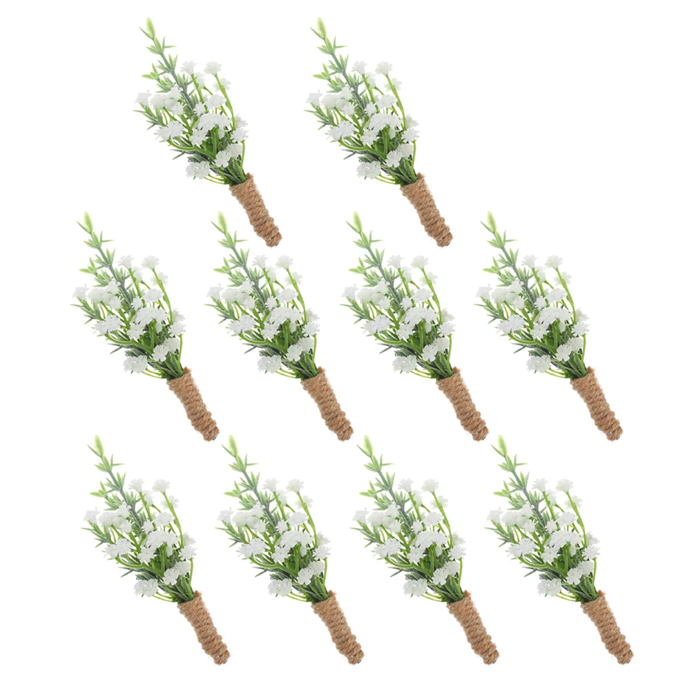 

10pcs Artificial Boutonniere For Men Wedding Groomsmen Small Wedding Favors Realistic Fake Flowers Party Decoration Pocket Chest
