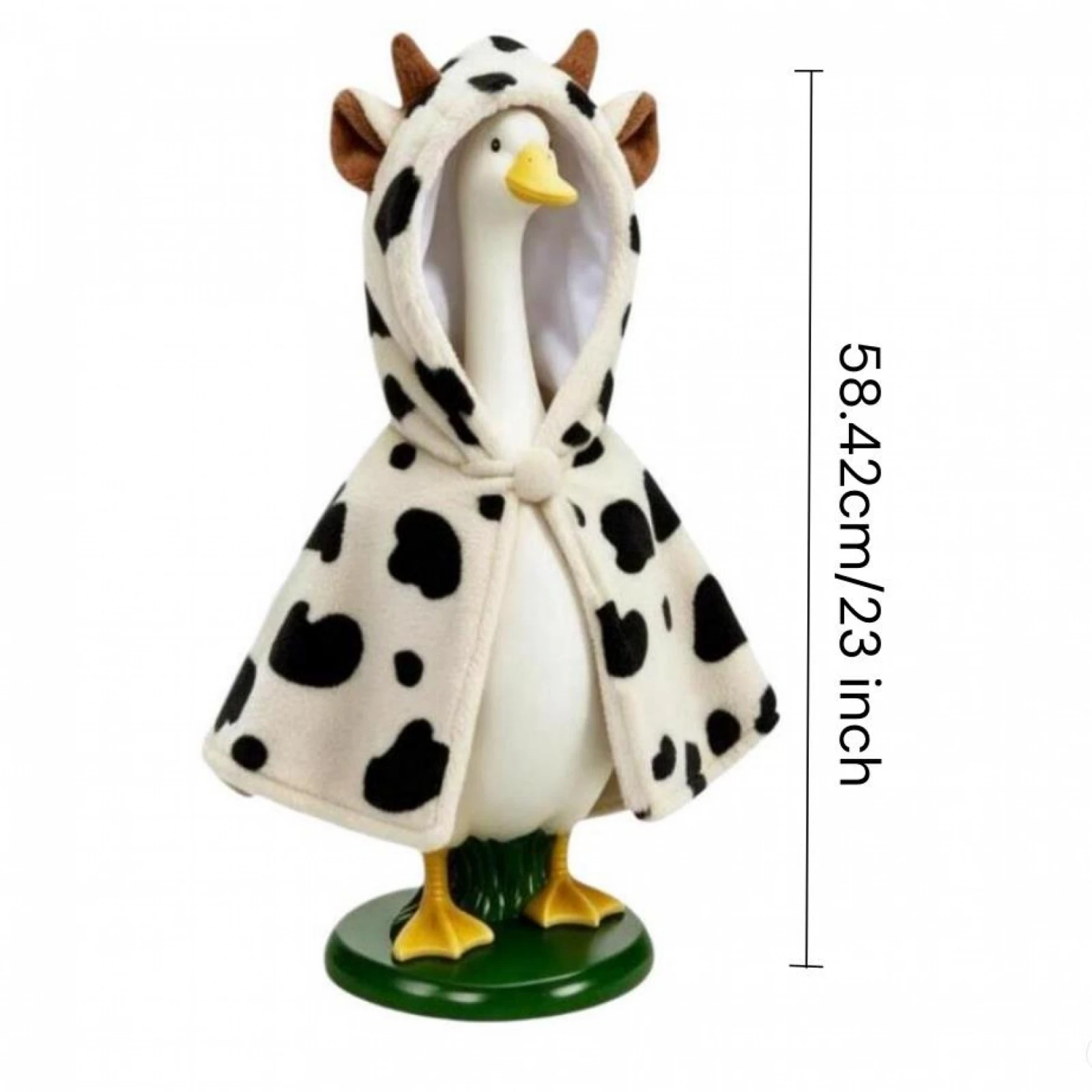 23-Inch Porch Goose Cow Cloak Costume Plush Horns And Ears Hooded Cape Funny Outfits For Lawn Clothing Porch Garden Costume