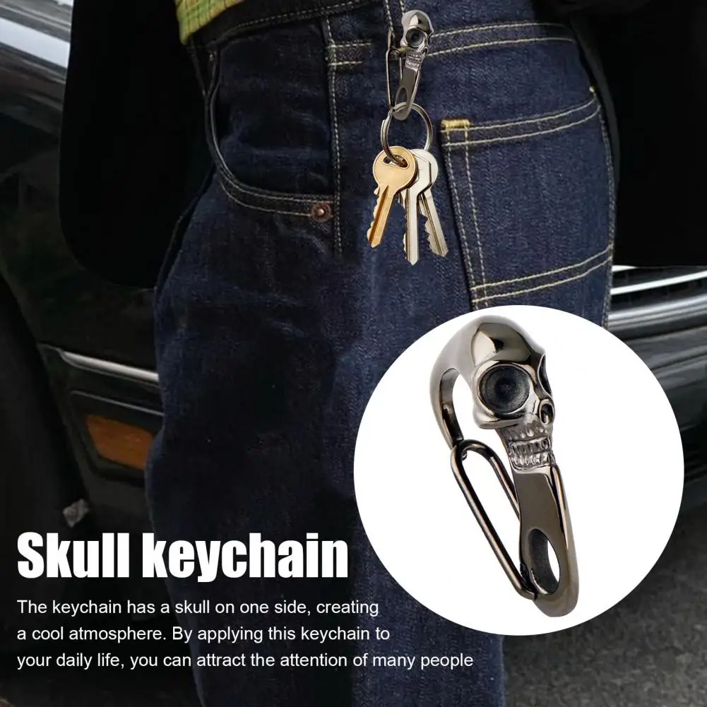 Skull Keychain Heavy Duty Titanium Steel Skull Key Ring Holder Portable Lightweight Metal Hanging Buckle Carabiner Clip 내구성 키체인