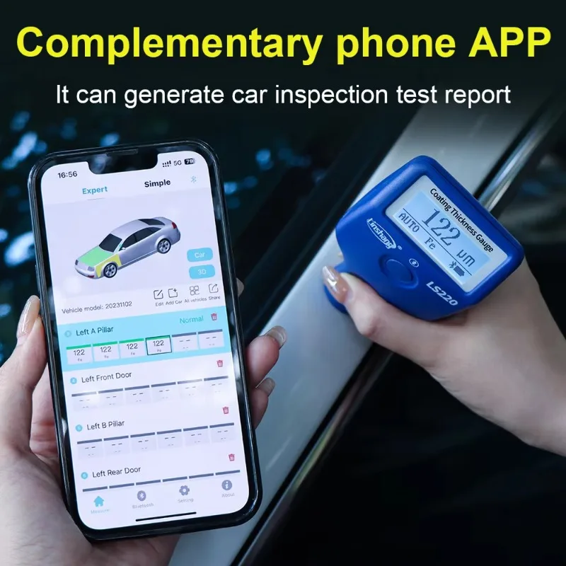 LS220 كاشف طلاء السيارات طلاء مقياس السمك جهاز قياس الطلاء الرقمي قياس سمك السعر جهاز اختبار طلاء السيارات