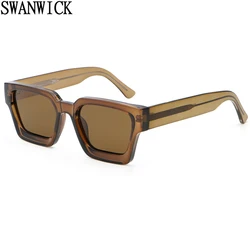 Swanwick thick square sunglasses retro women UV400 polarized sun glasses for men blue brown green 2024 unisex CP acetate
