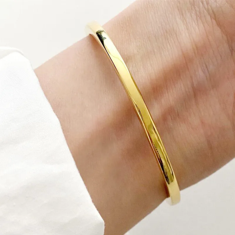 Buyee Armreif aus 925er-Sterlingsilber, weiblich, klassisch, Kreis, Polieren, einfacher offener Armreif für Damen und Herren, modischer edler Schmuck – Detail 5