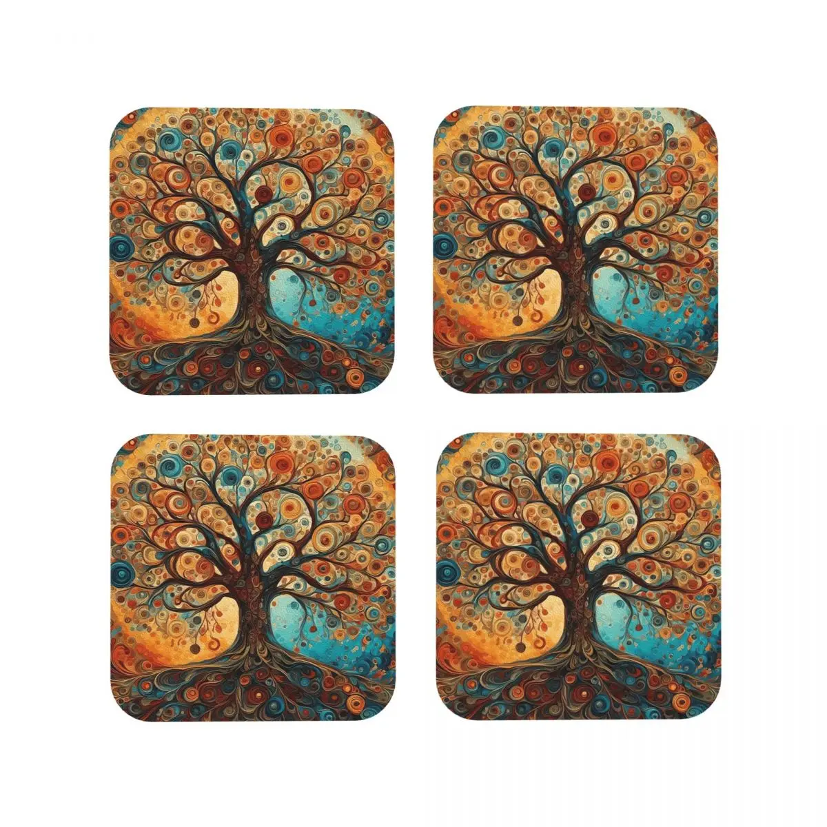 

Tree Of Life Coasters Kitchen Placemats Non-slip Insulation Cup Coffee Mats For Decor Home Tableware Pads Set of 4