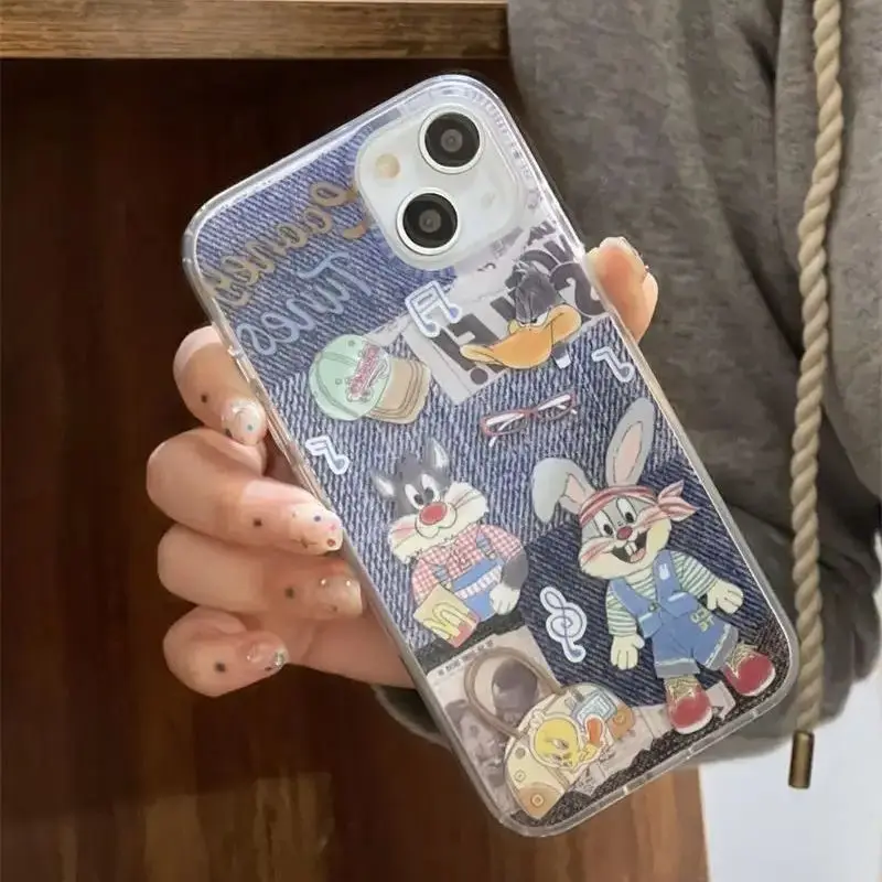 Disney Cowboy Splicing Bugs Bunny Phone Case For iPhone 16 15 14 13 12 11 Pro Max XR XS Max 7 8 Plus MINI Y2K Cute Creative Case