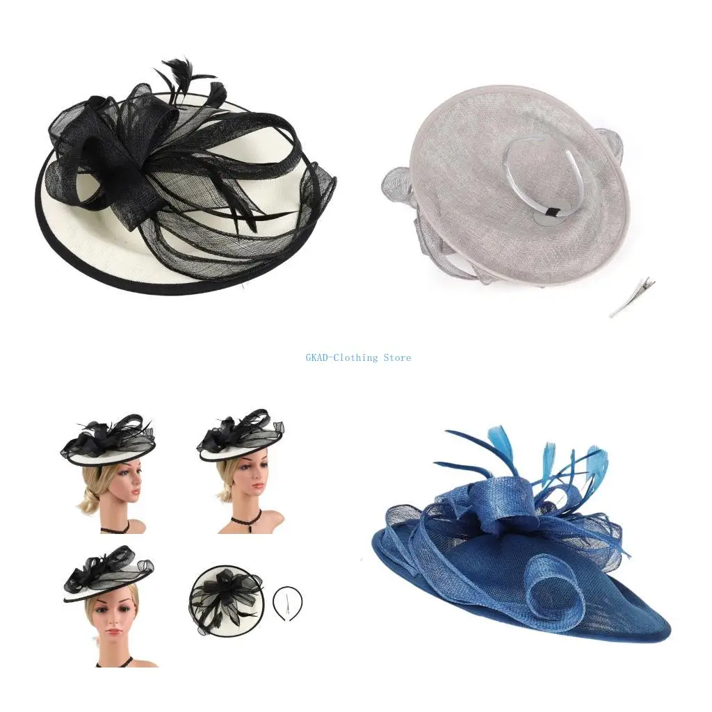 

N0PE Stylish Derby Hat With Detachable And Hair Clip Headbands Unique Headpiece For Prom Costume Parties Look