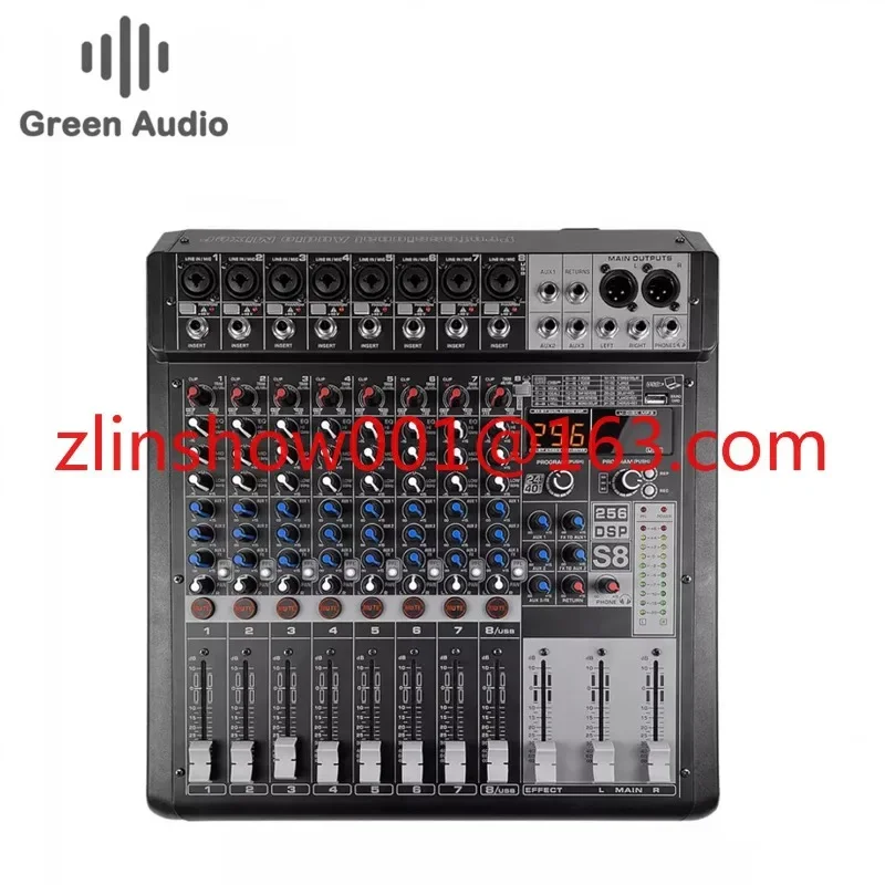 GAX-S8 Professional Audio Mixer 8 Channel DJ Controller With 256 DSP Effect BT 5.0 USB Mixer For Professional Stage Performance