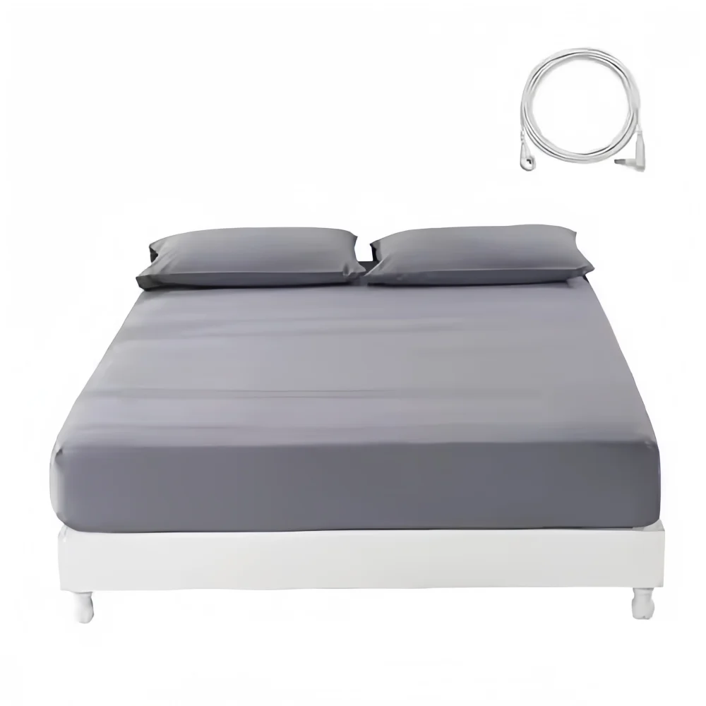 Gray color Esd Earthing Bed Fitted Grounding Sheet, Get Grounded King/Queen/Twin Size, Include a Grounding Connection Plug