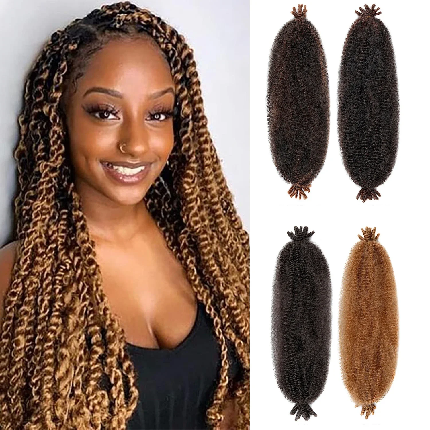 Cabello Afro Rizado de 14 Pulgadas, Cabello Trenzado Marley Twist Pre-Separado para Locs Suaves, Cabello Sintético Rizado