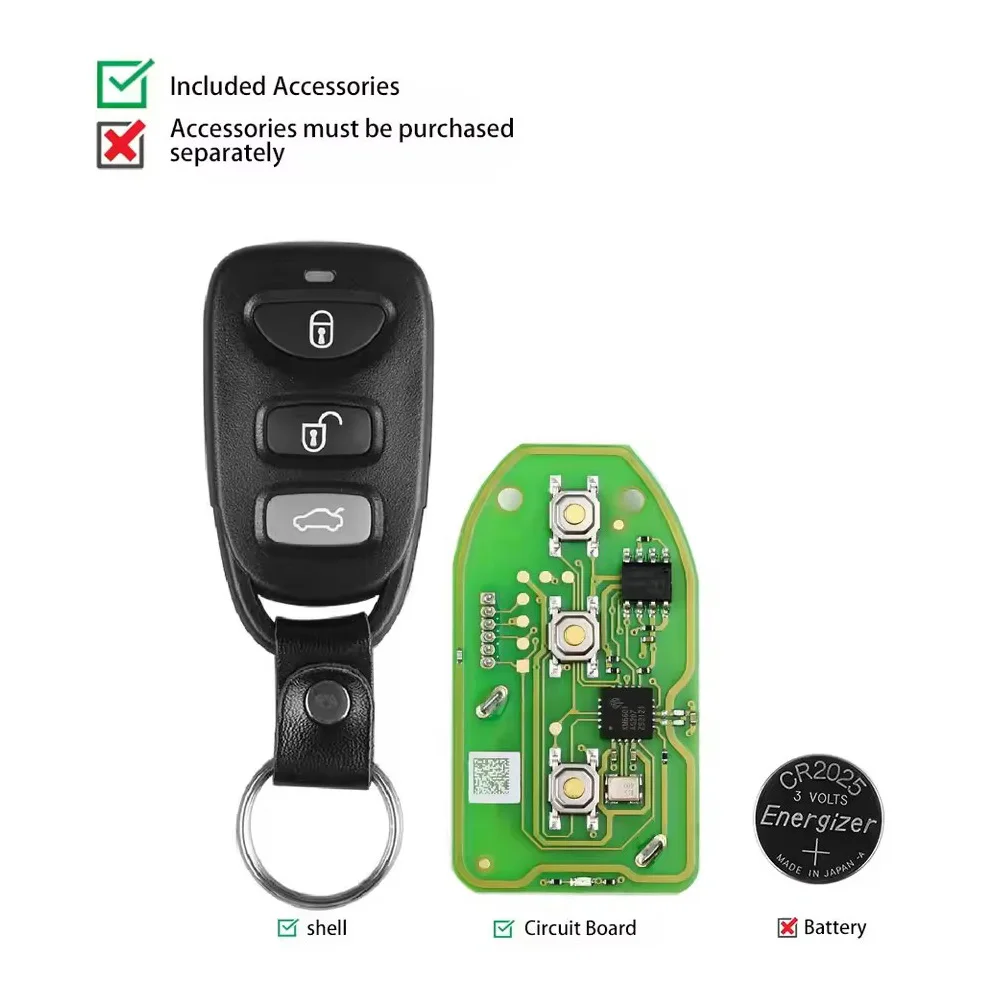 Xhorse XKHY01EN 와이어 범용 원격 키, 현대 3 + 1 버튼, 영어 버전, VVDI 키 도구 작동, 로트 당 5 개