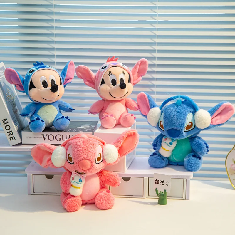 

Kawaii Disney Stitch кукла брелок милая плюшевая кукла трансформирующая гарнитура Микки школьный рюкзак очаровательный подарок на день рождения для девочек игрушки