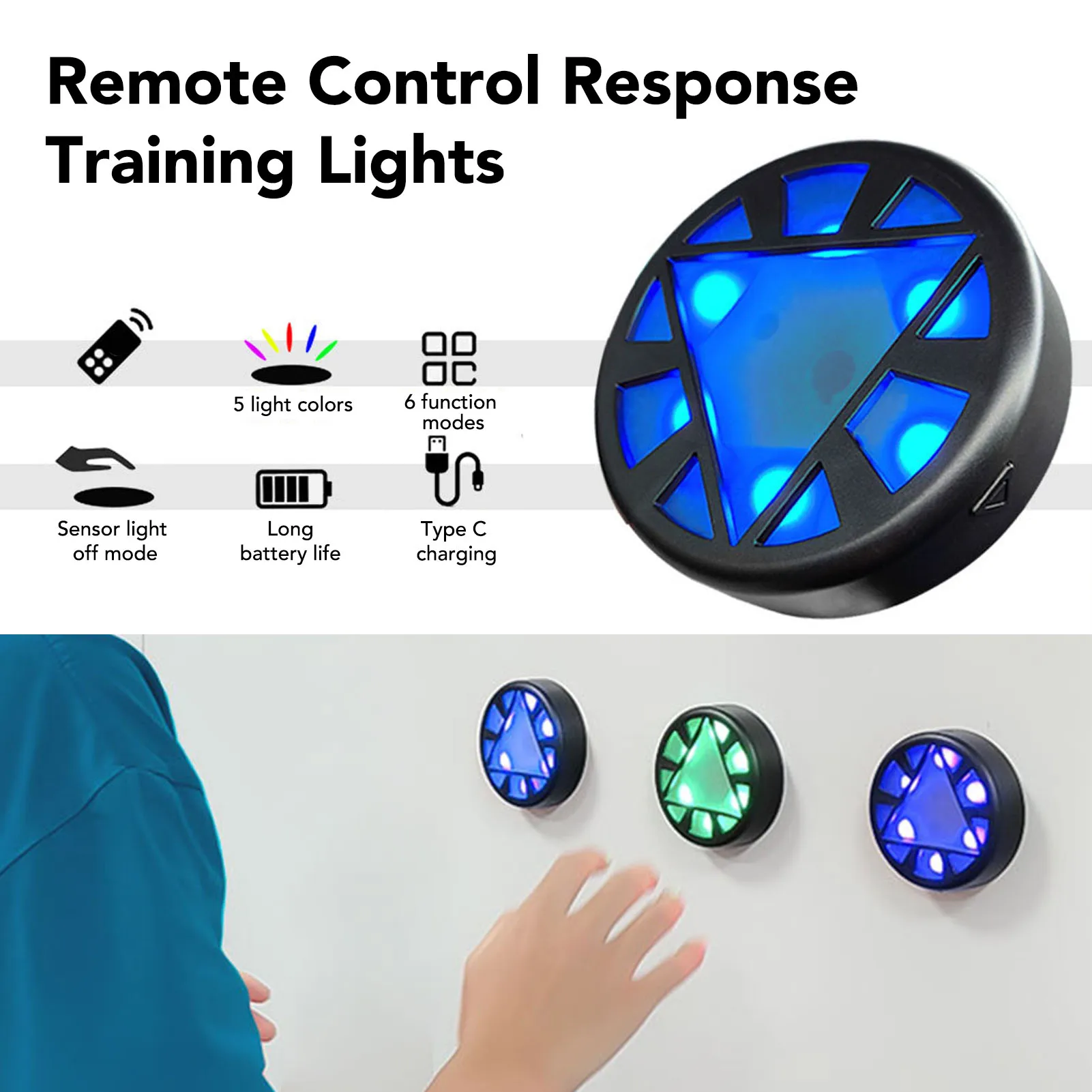 

Набор для тренировки реакции Sports Lights: 6 функций, световые индикаторы, пульт дистанционного управления, улучшает время реакции для тренеров и спортзалов