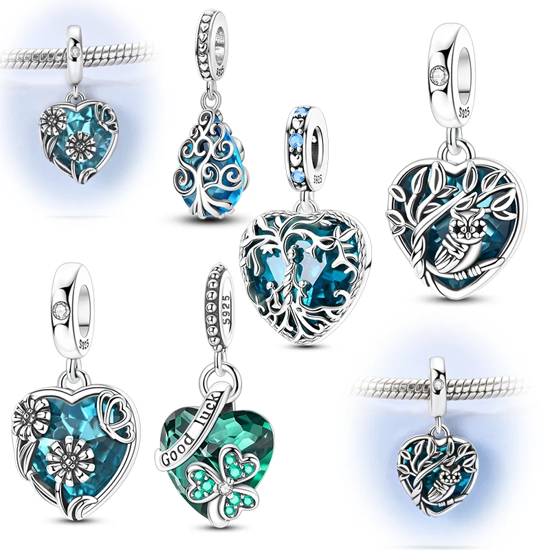 

Подвески в форме сердца океана, стерлинговое серебро 925 пробы, бусины в форме сердца, подходят для оригинального браслета, ожерелья, сделай сам, для женщин, ювелирные изделия, подарок