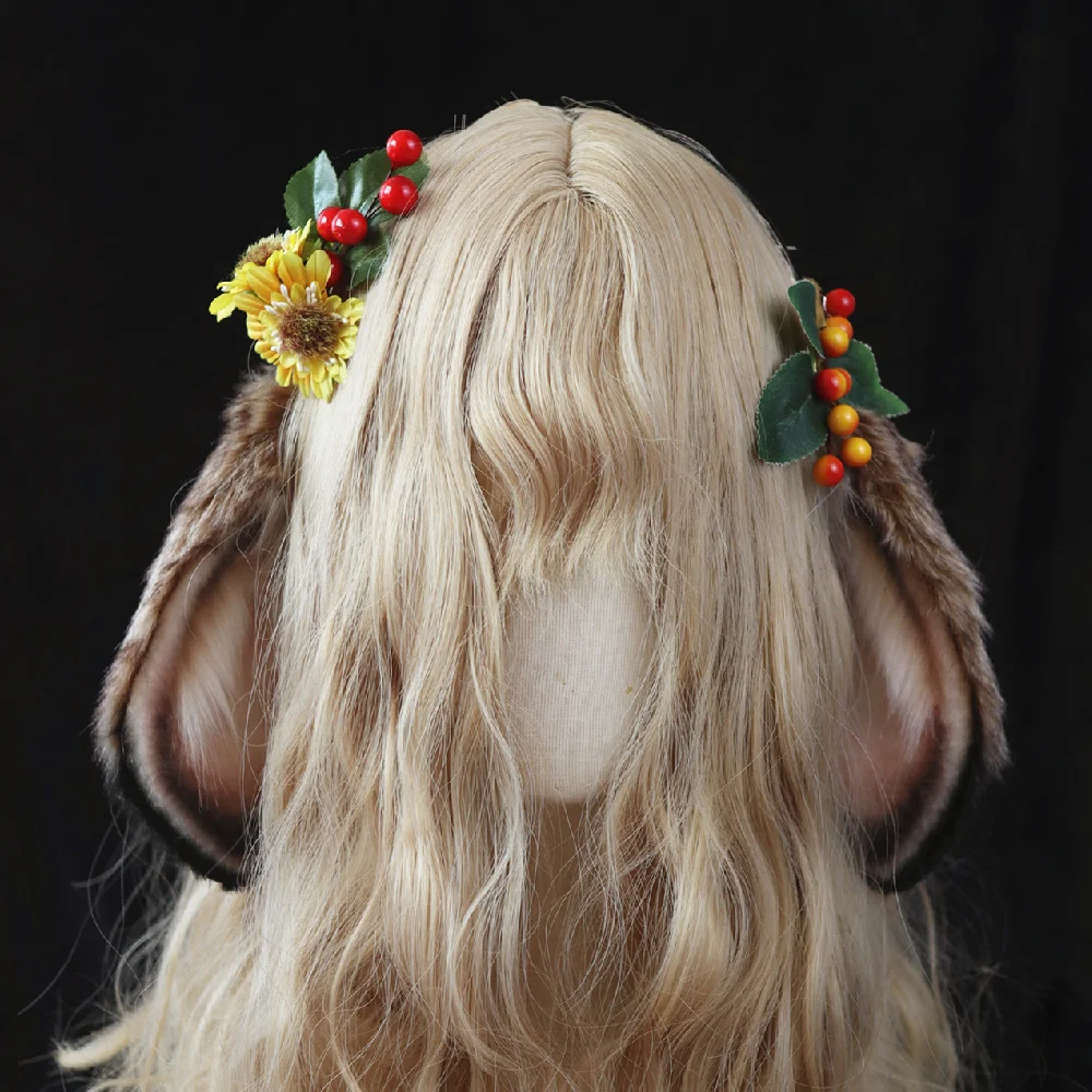 MMGG Original Handmade Brown Bunny Rabbit Ears Hairhoop Headwear Headband For Anime Lolita Cosplay Costume Accessories