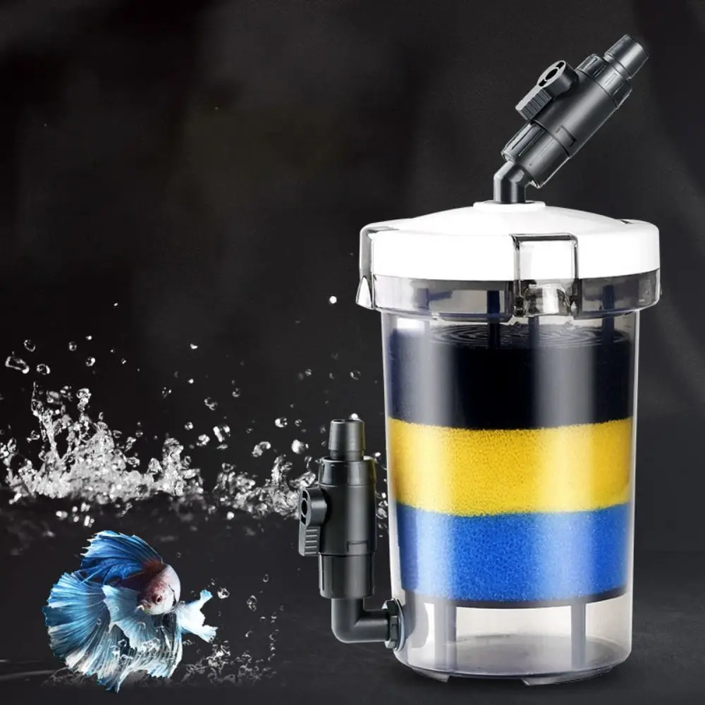 

6W Pre-Filter Fish Tank Filter Transparent Ultra-quiet Fish Tank Filter Barrel Plastic with Filter Cotton