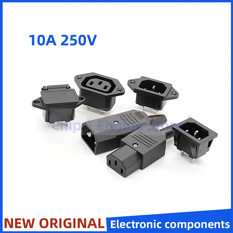 

10A 250V Black Male female docking Plug Connector Rewireable Plug Rewirable Power Konektor 3 Pin AC Socket