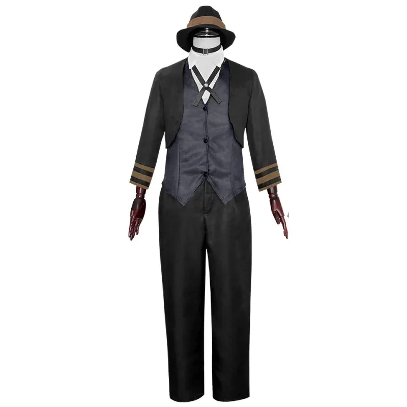 Anime perros callejeros Bungou Nakahara Chuuya Cosplay disfraces chaqueta conjunto completo con sombrero guantes ropa de Anime peluca fiesta de Halloween