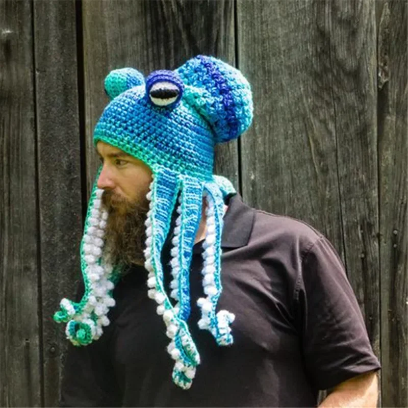

Halloween Party Prank Octopus Headgear Crochet Wool Octopus Hat Stage Costume Prop