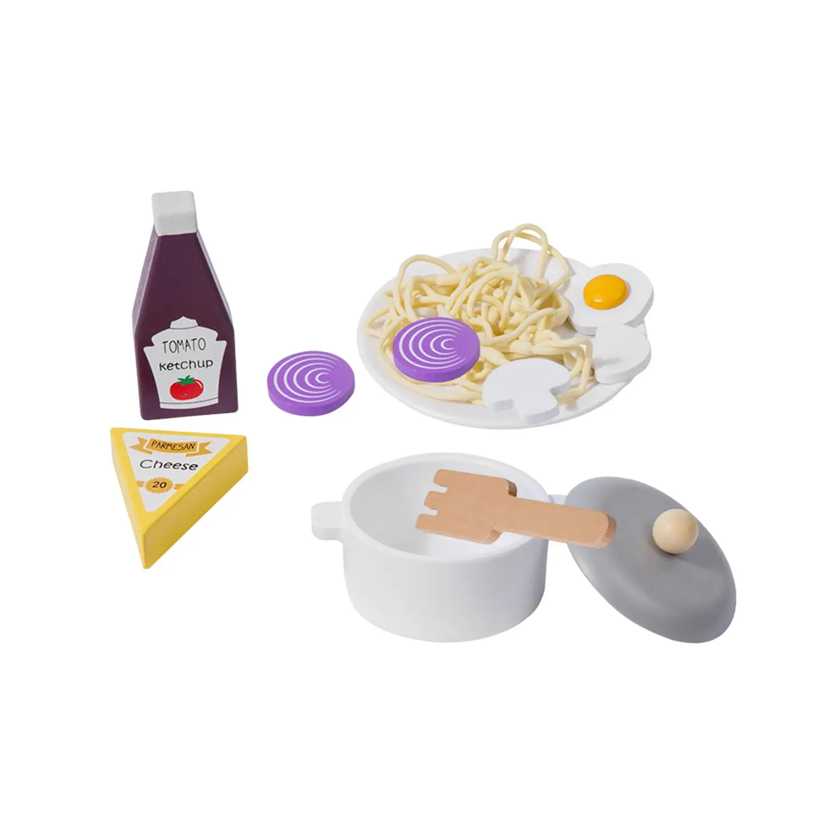 Giocattoli da cucina per spaghetti I bambini interattivi fingono di giocare con i giocattoli di noodle da cucina in legno