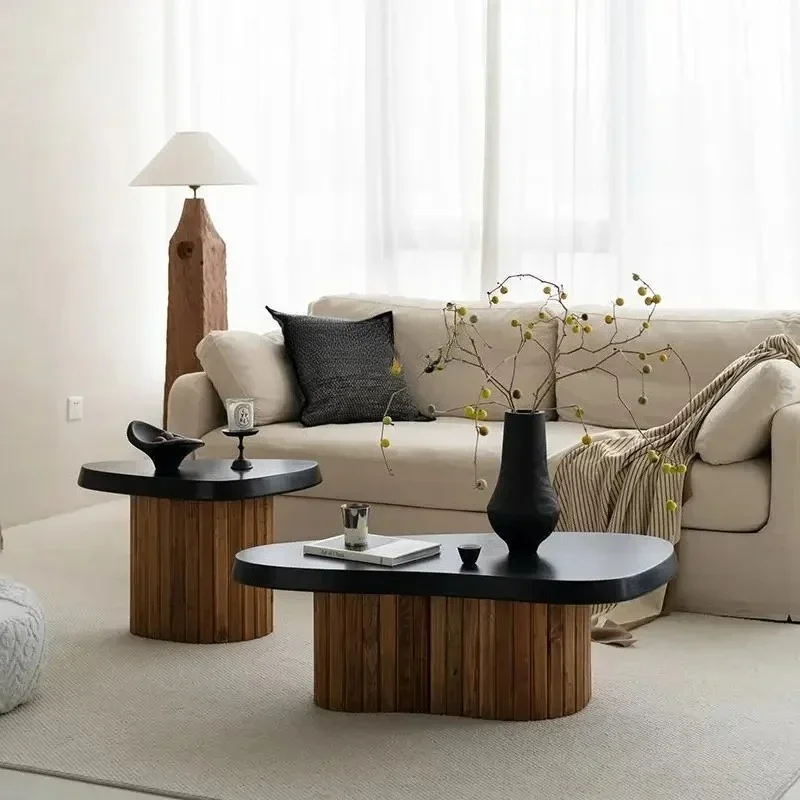New Solid wood irregular coffee table wabi-sabi wind B & B coffee table combination old pine living room low table