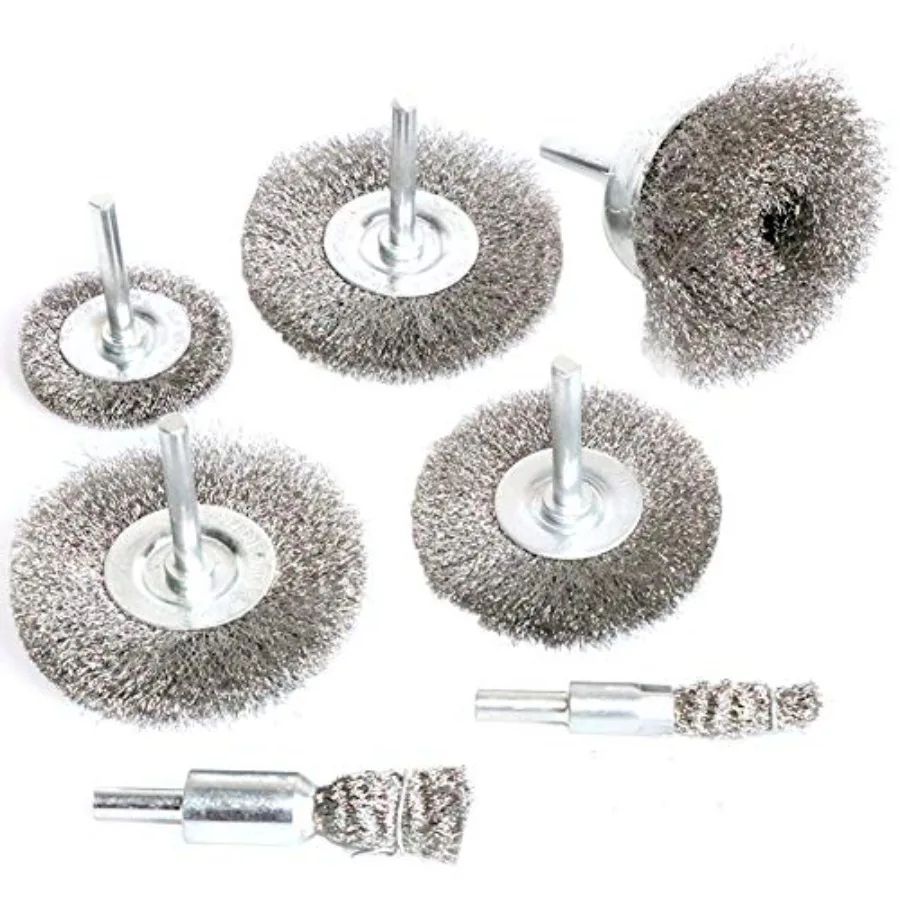 

Stainless Steel Wire Wheel Brush and Crimped Cup Brush Kit for Drill, Fine Wire Diameter 0.0059 Inch, for Rotary Tool with 1/4-