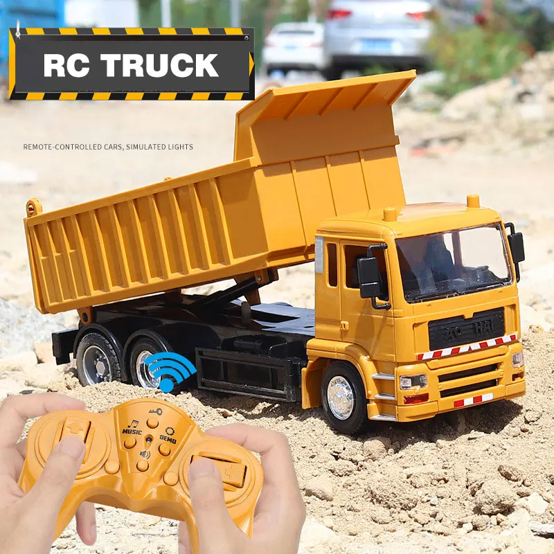 RC Truck Big Remote Control Simulation Dumper With LED Engineering Off Road RC Car Electronic Chargeable Toy Boys Birthday Gift