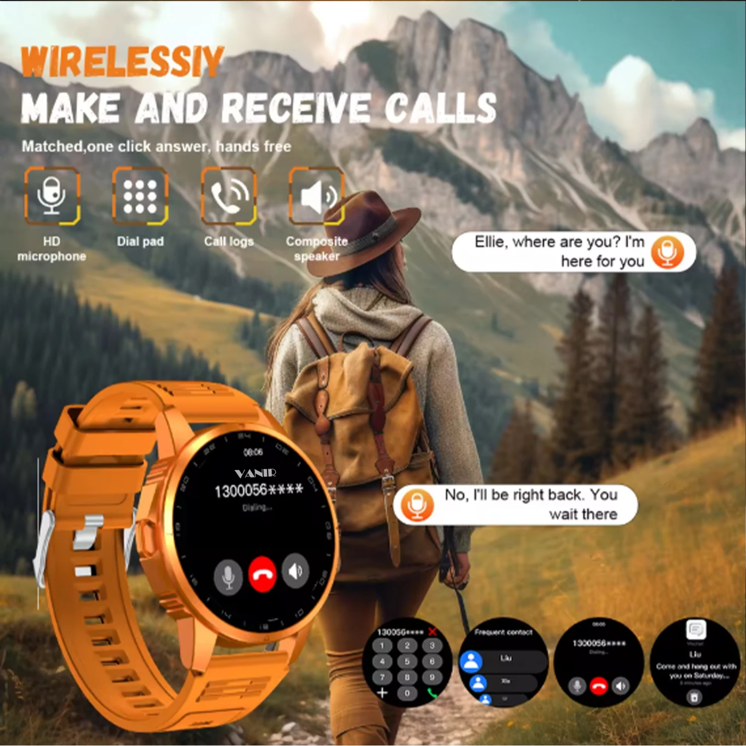 VANIR 스마트워치 1.52인치 HD, 블루투스 통화 - Smartwatch Faces 리뷰 및 가격