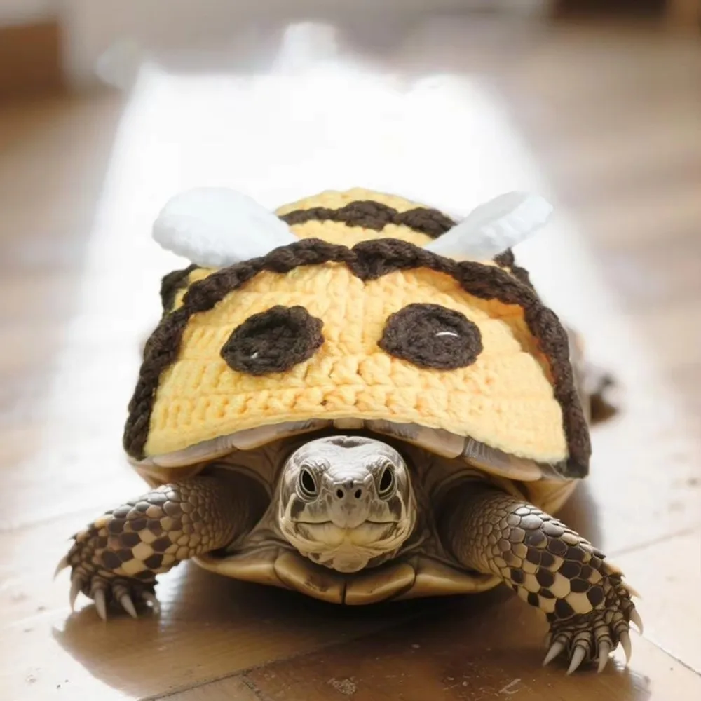 Lindo suéter de tortuga hecho a mano, disfraz de Cosplay de tortuga decorativa cálida, ropa de tortuga tejida con forma de abeja para mascotas, evento de Cosplay