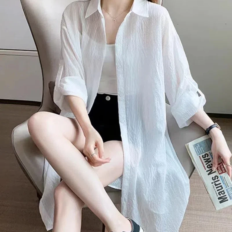 

Солнцезащитная одежда для женщин, новый стильный плащ, длинная шаль, юбка на подтяжках и шифоновая блузка, тонкая куртка