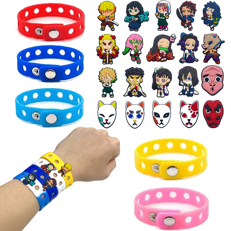20pcs/set Demon Slayer wristband decoration for shoes wraps accessories Aariety Of Anime Children circle Birthday gifts