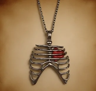 Gothic Heart Rib Cage Necklace Anatomical Human Anatomy Medical Lung Pendant Gunmetal Fashion Hot Charm Punk Jewelry
