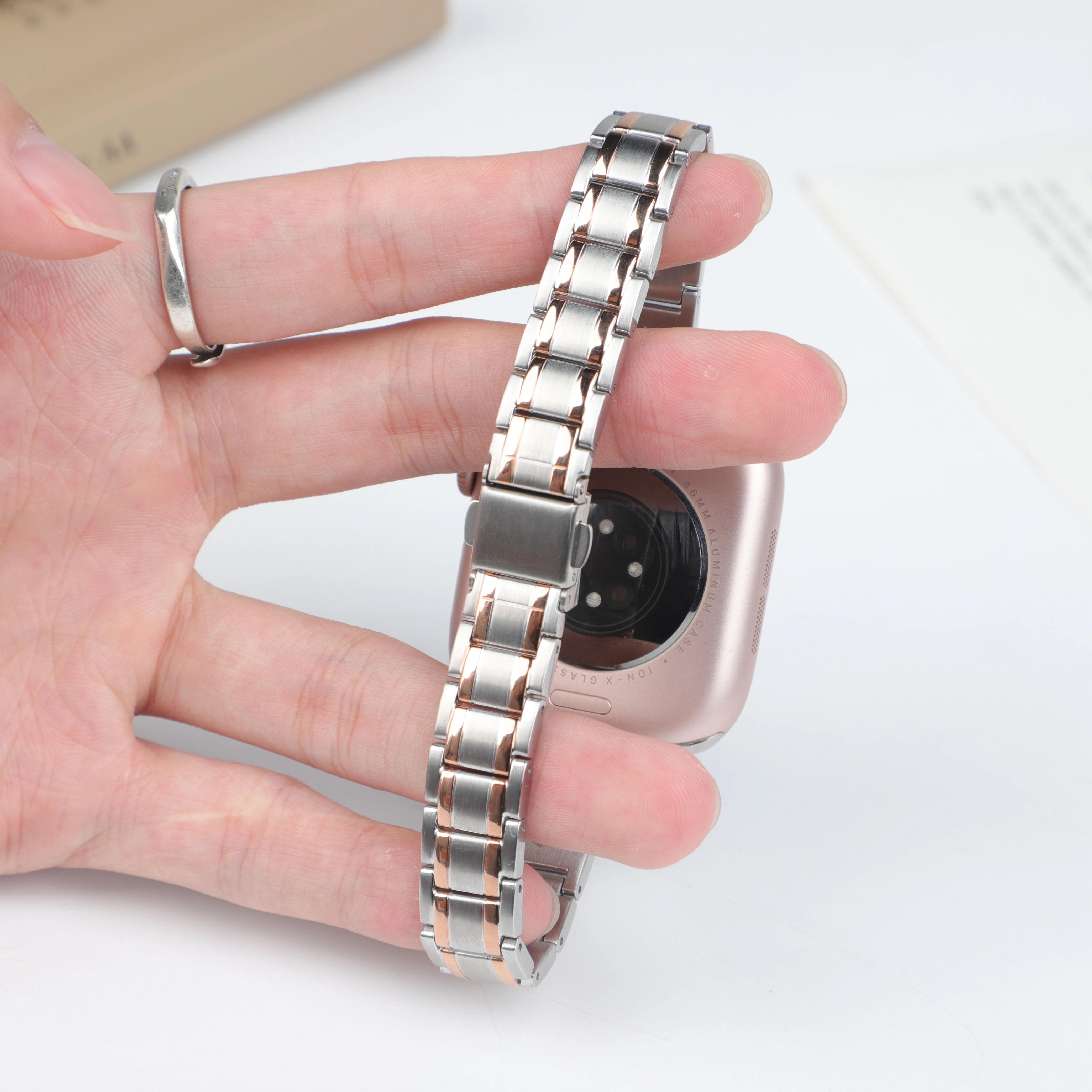 Slim Stainless Steel for Apple Watch band 40mm 44mm 46mm 49mm 38mm 41 42 45mm Metal Bracelet iWatch series 10 9 se Ultra2 strap