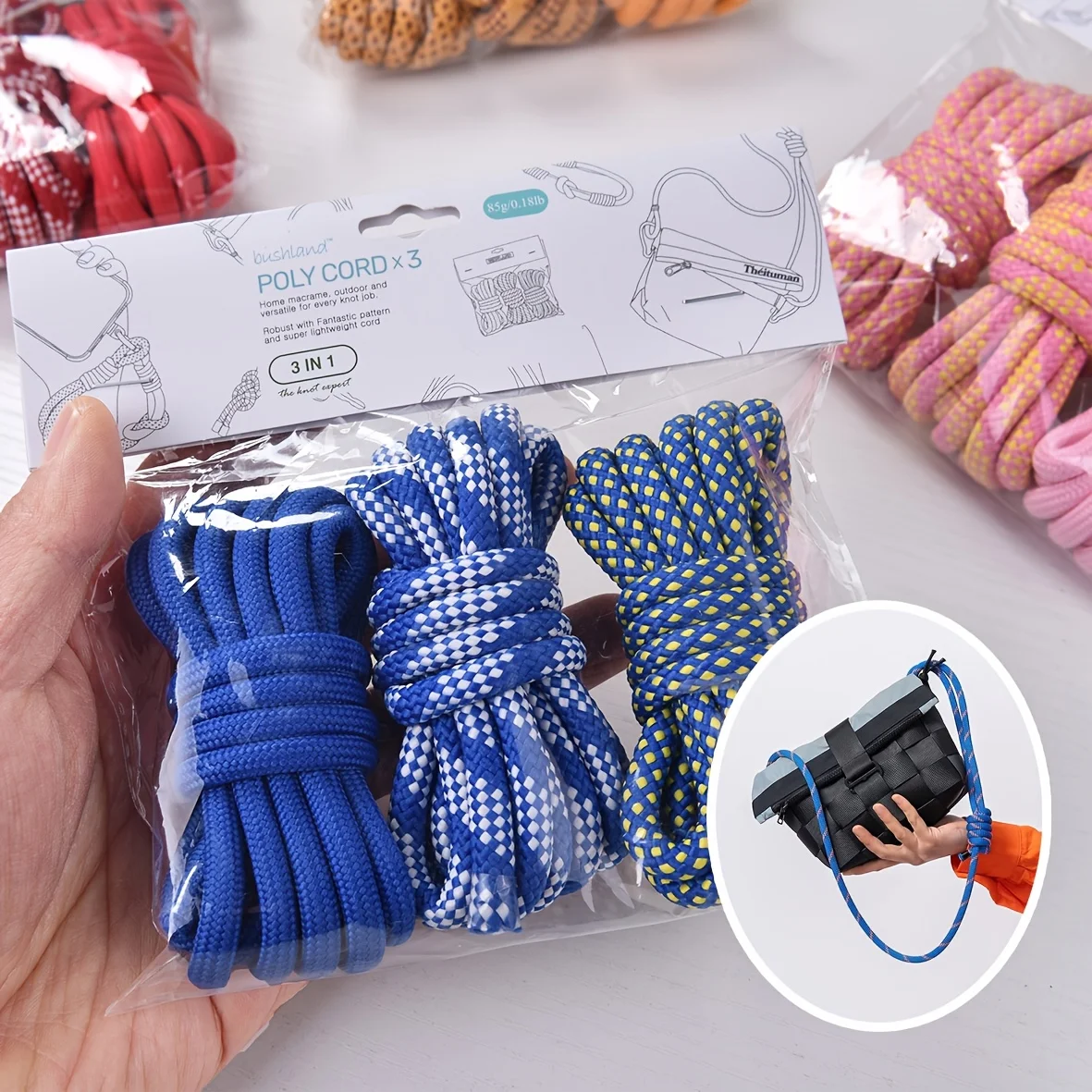 6Mm Polyester Cord Set 2 Meters Per Color 3 Colors Sturdy Weaving For Making Phone Lanyards Bracelet Chains Outdoor Bundling Diy