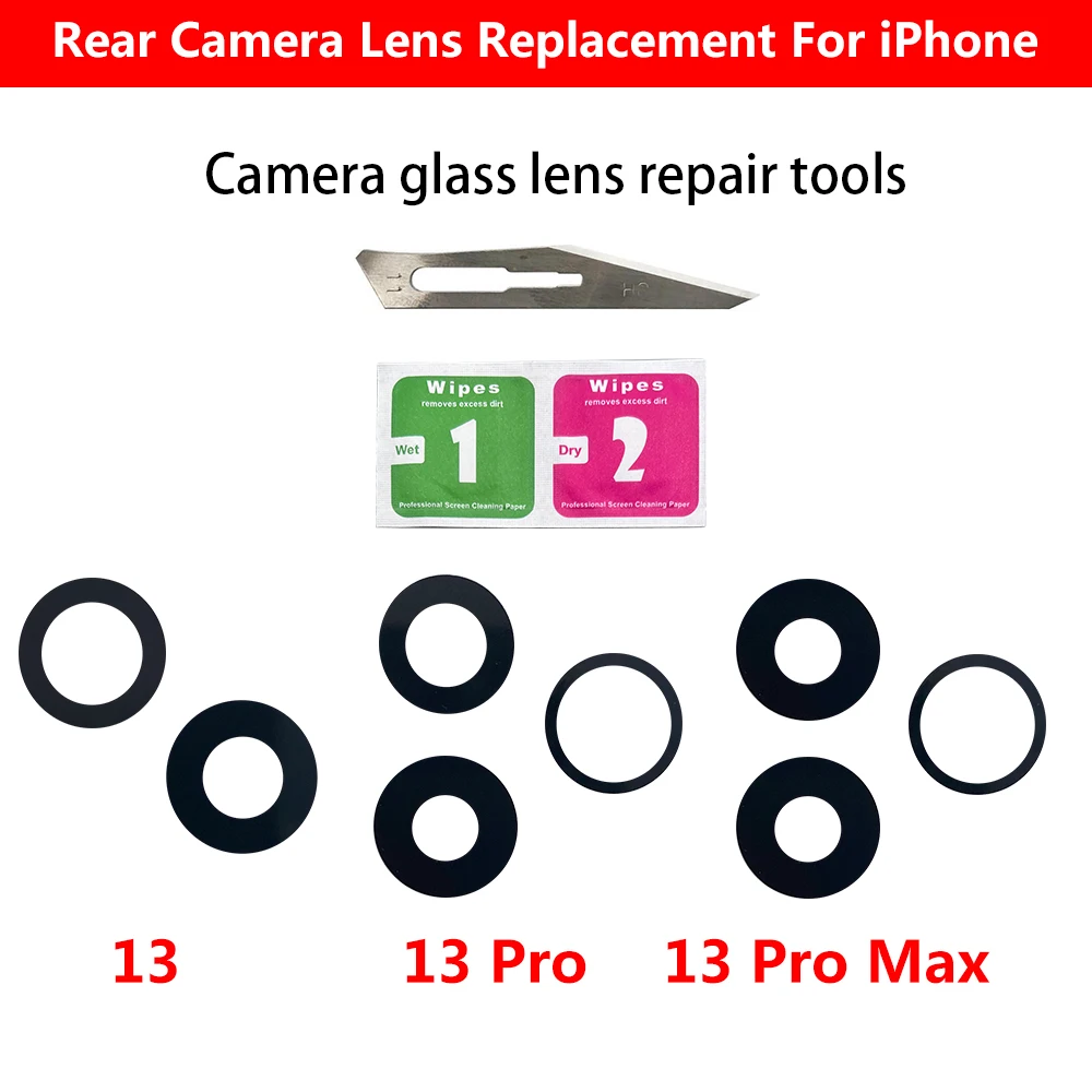 New Rear Back Camera Glass Lens For IPhone 14 Plus 13 12 Mini 11 Pro Max Rear Back Camera glass Lens Repair Parts With Tool