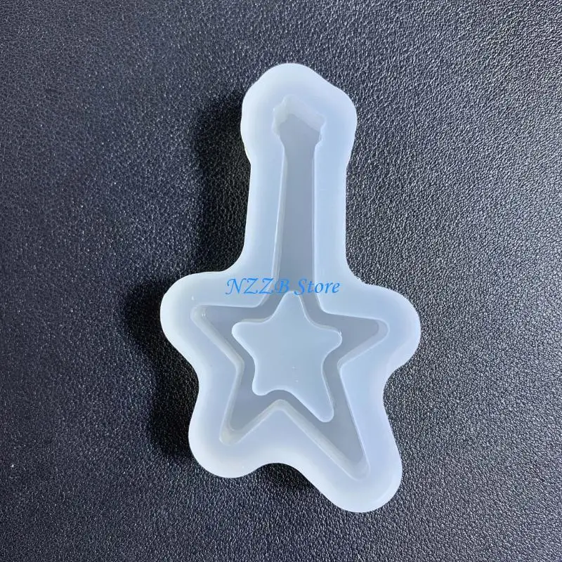 

T21F Four Leaf Clover/Star Guitar Resin Shaker Mold Silicone Resin Casting Molds Epoxy Mold for DIY Pendant Charm